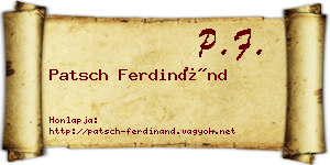 Patsch Ferdinánd névjegykártya